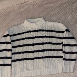Abercrombie Kids White and Black Striped Sweater